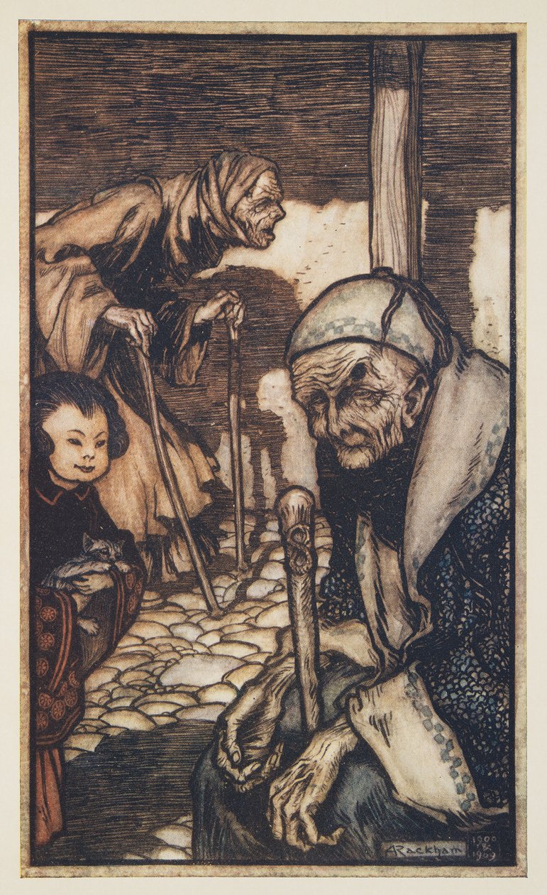 Struldbrugowie, z Podróży Guliwera Jonathana Swifta (1667-1745), wyd. 1909 (kolor lito) autorstwa Arthur Rackham