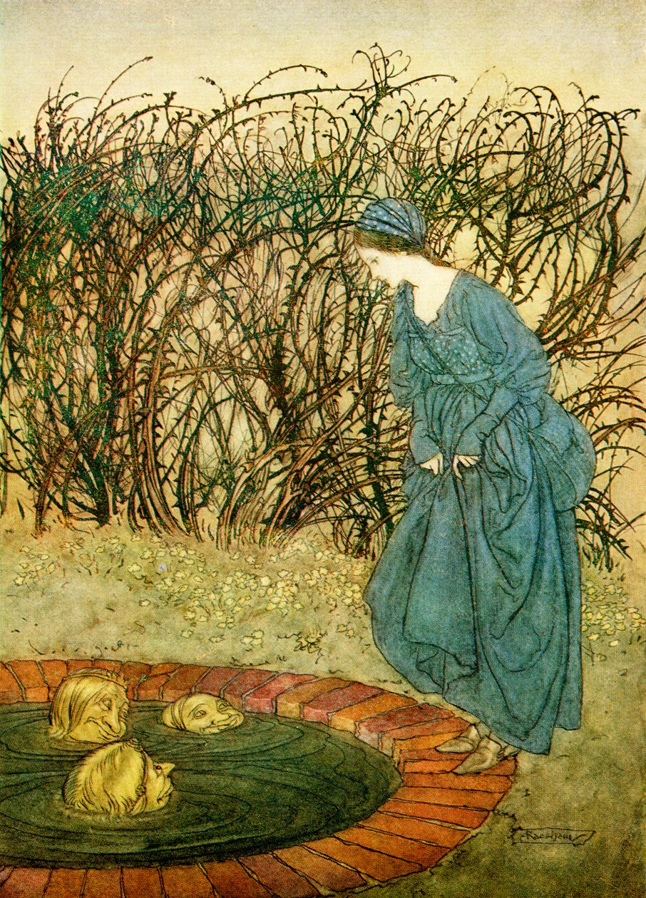 Trzy głowy studni, z angielskich bajek opowiedzianych przez F.A. Steela, 1927 autorstwa Arthur Rackham