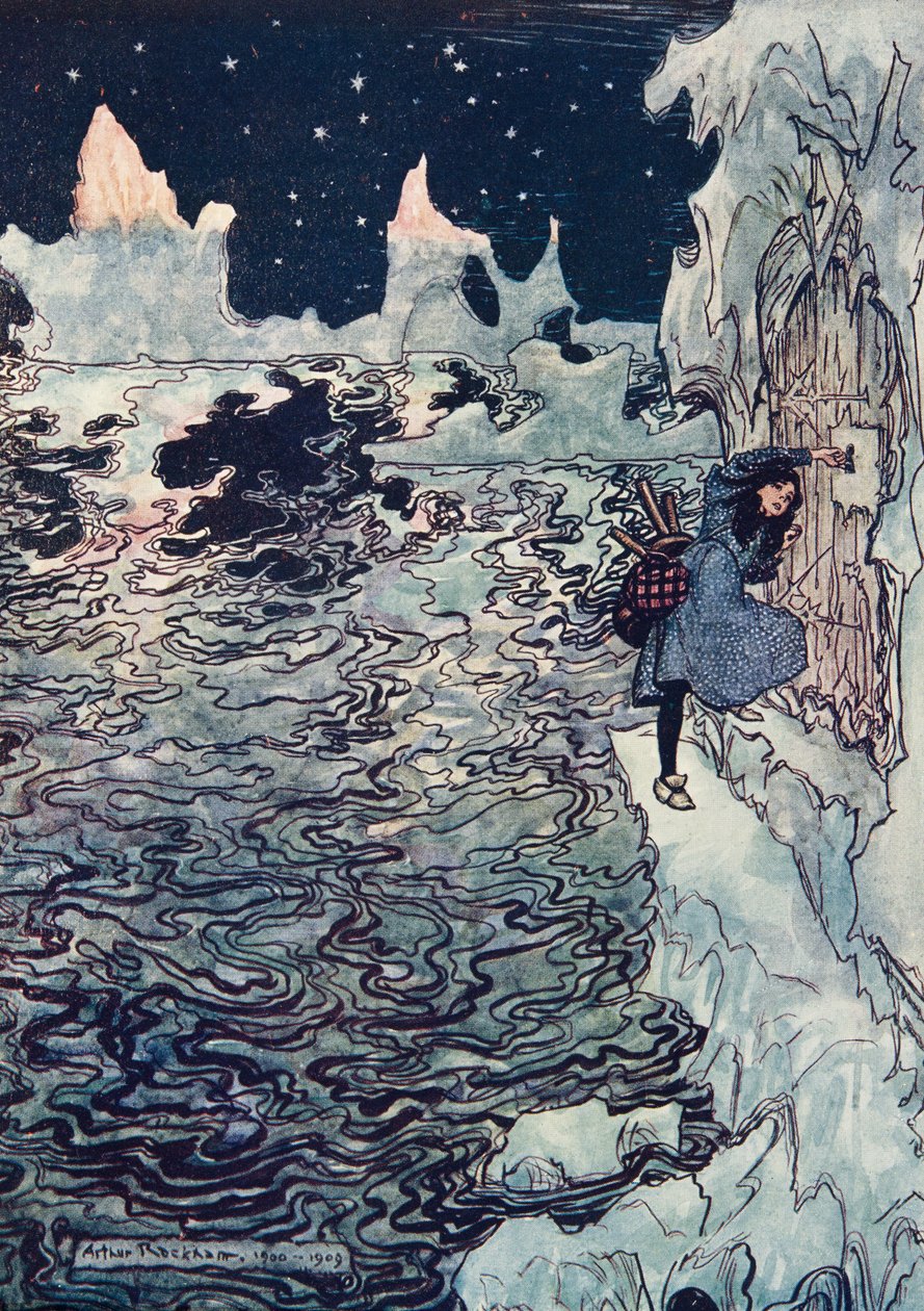 Dobra siostrzyczka odcięła sobie mały palec, włożyła go do zamka i udało się otworzyć go z pubu The Fairy Tales of the Brothers Grimm. 1909 autorstwa Arthur Rackham