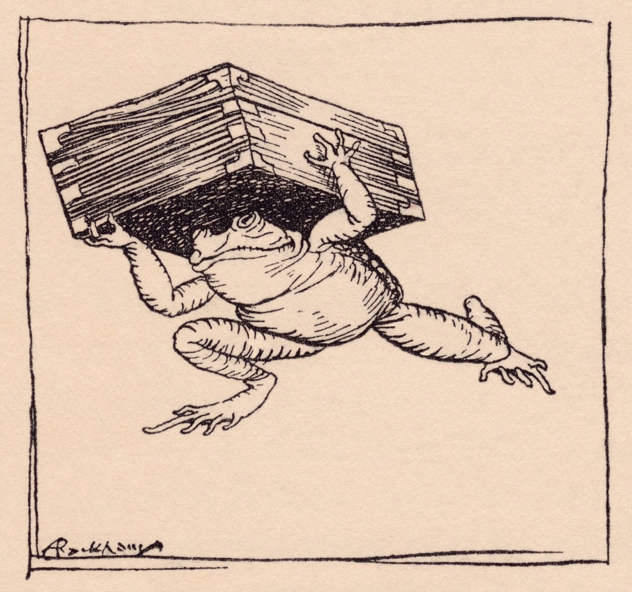 Mały poszedł i przyniósł pudełko. Ilustracja autorstwa Arthura Rackhama z baśni braci Grimm, Żelazny piec. autorstwa Arthur Rackham
