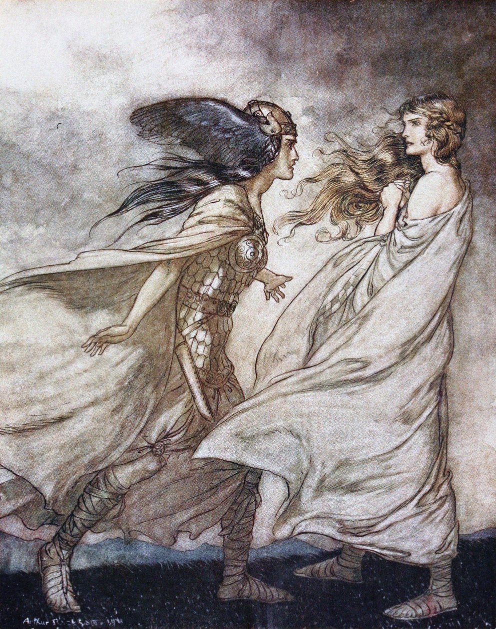 Pierścień na twojej dłoni. Ilustracja do Zygfryda i Zmierzchu bogów autorstwa Richarda Wagnera, autorstwa Arthur Rackham