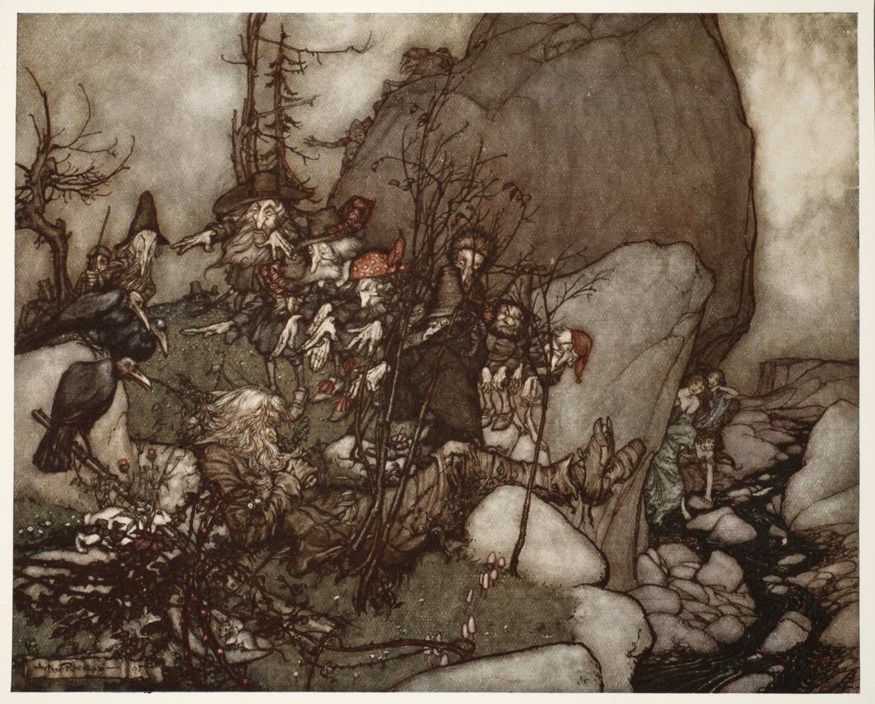 Sen Rip Van Winkle., z Rip Van Winkle by Washington Irving, pub. 1910 autorstwa Arthur Rackham