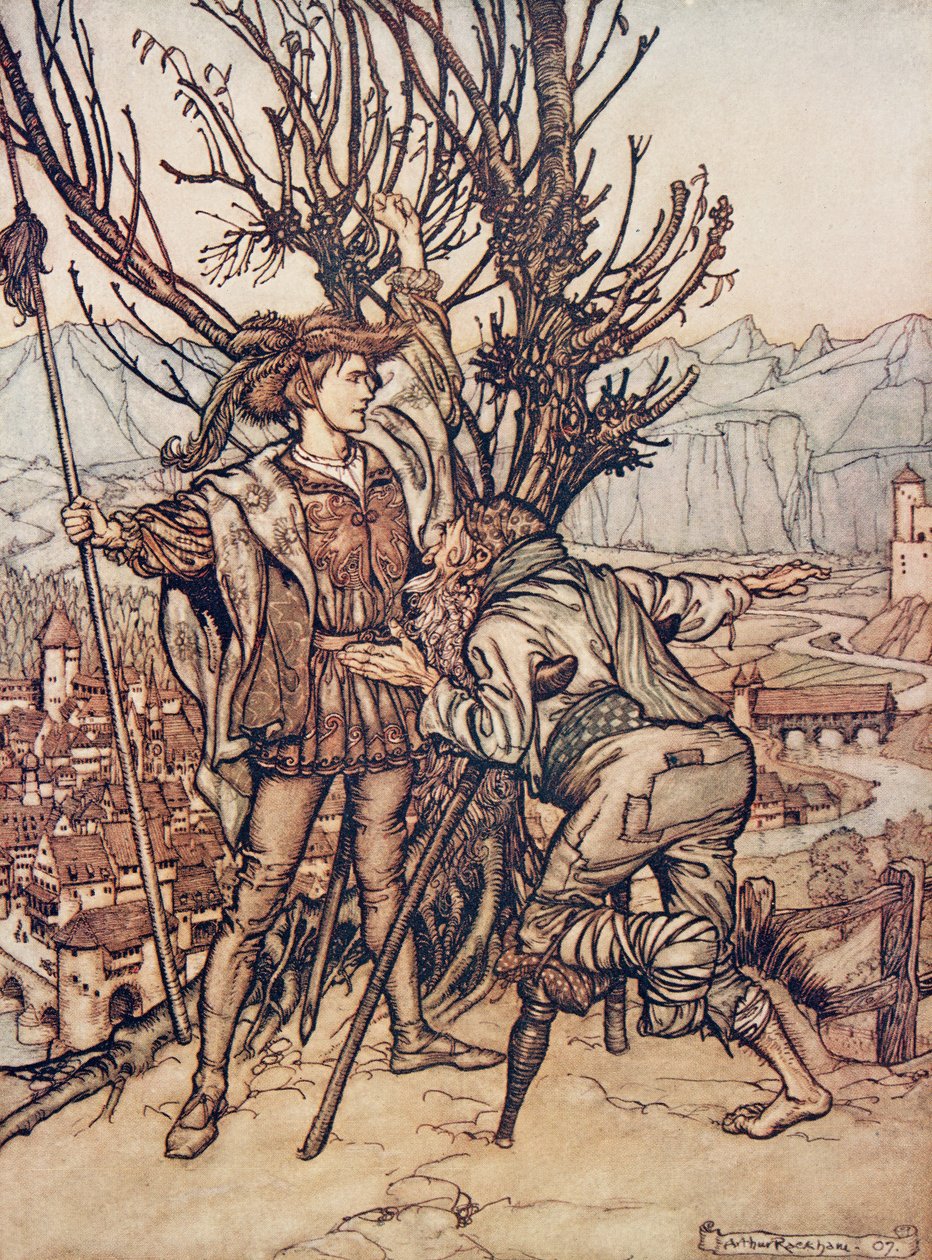 Młody książę powiedział, że się nie boję; Jestem zdeterminowany, aby popatrzeć na uroczego Briar Rose?, z The Fairy Tales of the Brothers Grimm, pub. 1909 autorstwa Arthur Rackham