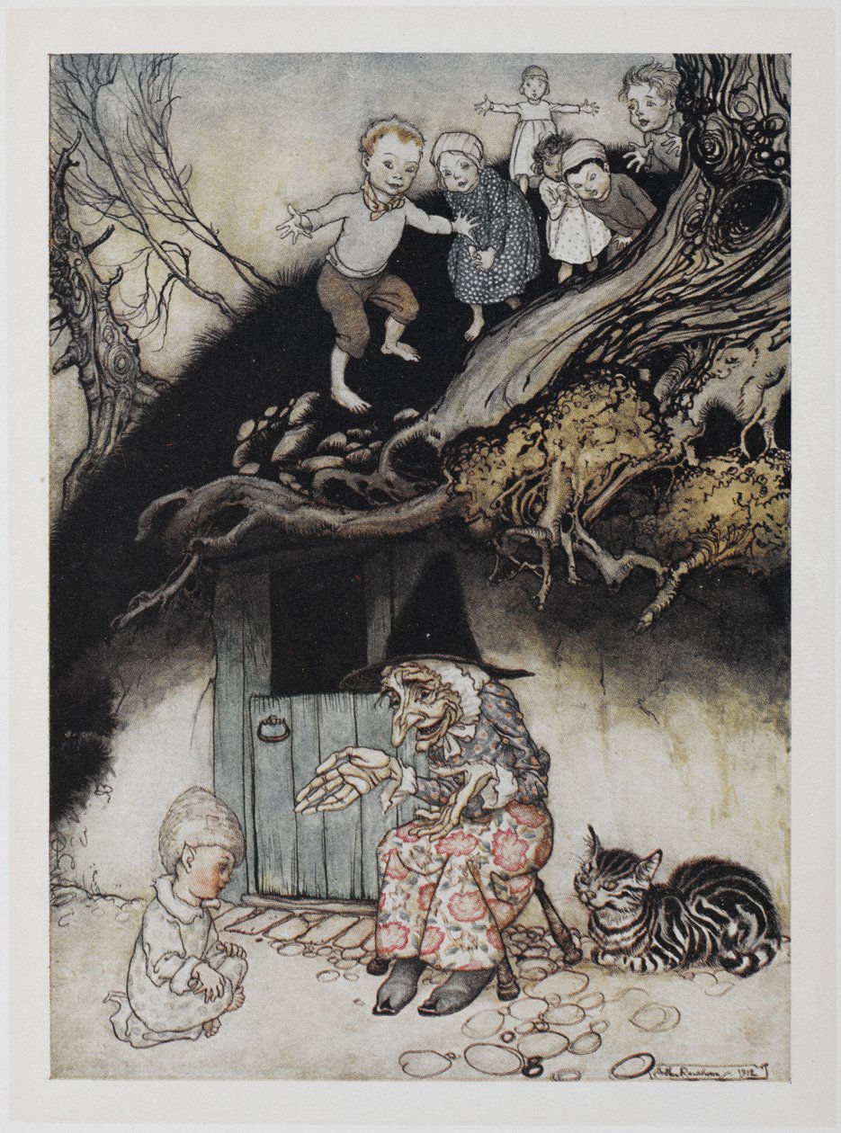 Pod wzgórzem mieszkała stara kobieta. autorstwa Arthur Rackham