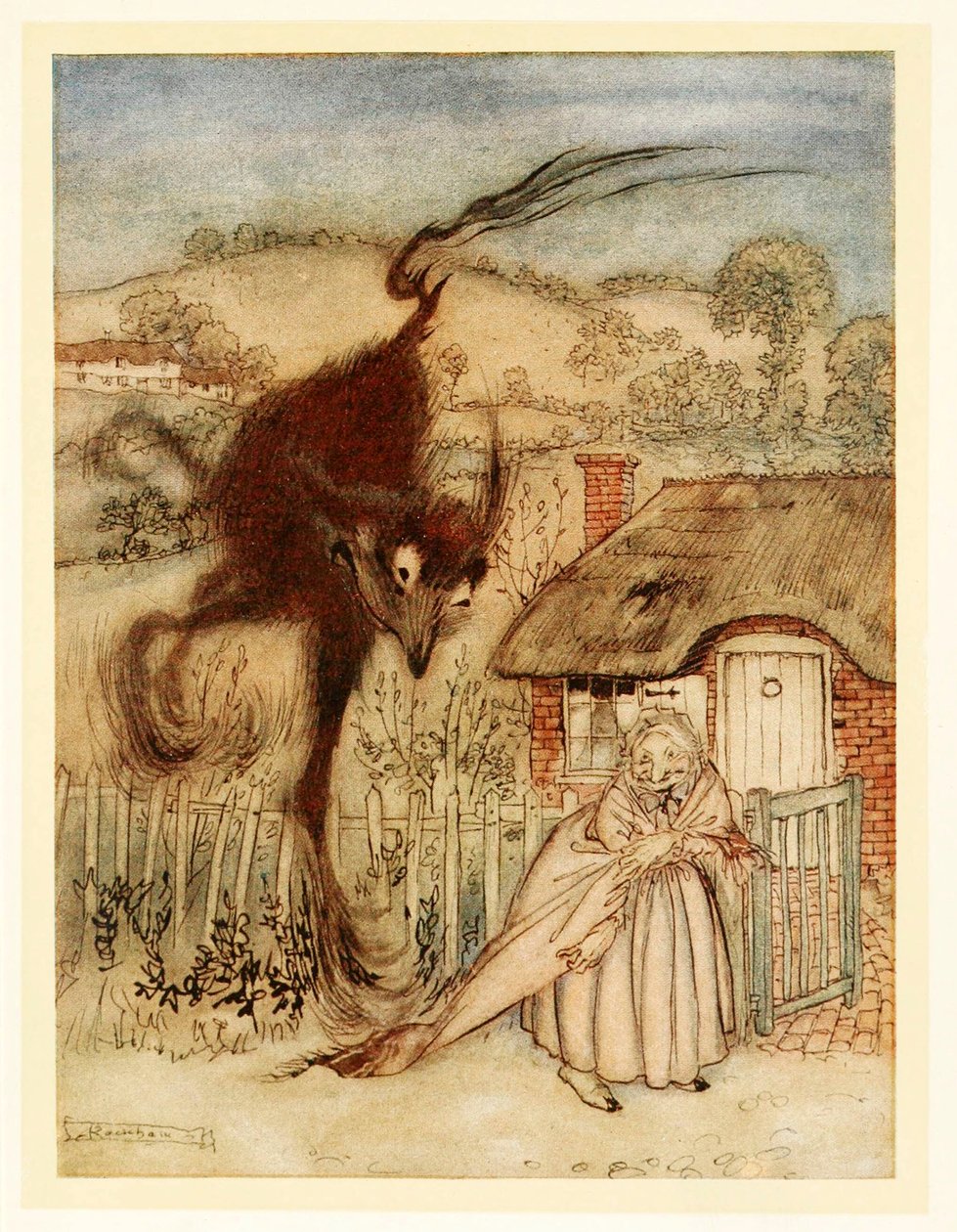 Dobrze! zachichotała, mam szczęście!, z English Fairy Tales, pub. 1922 litografia kolorowa, 1922 autorstwa Arthur Rackham