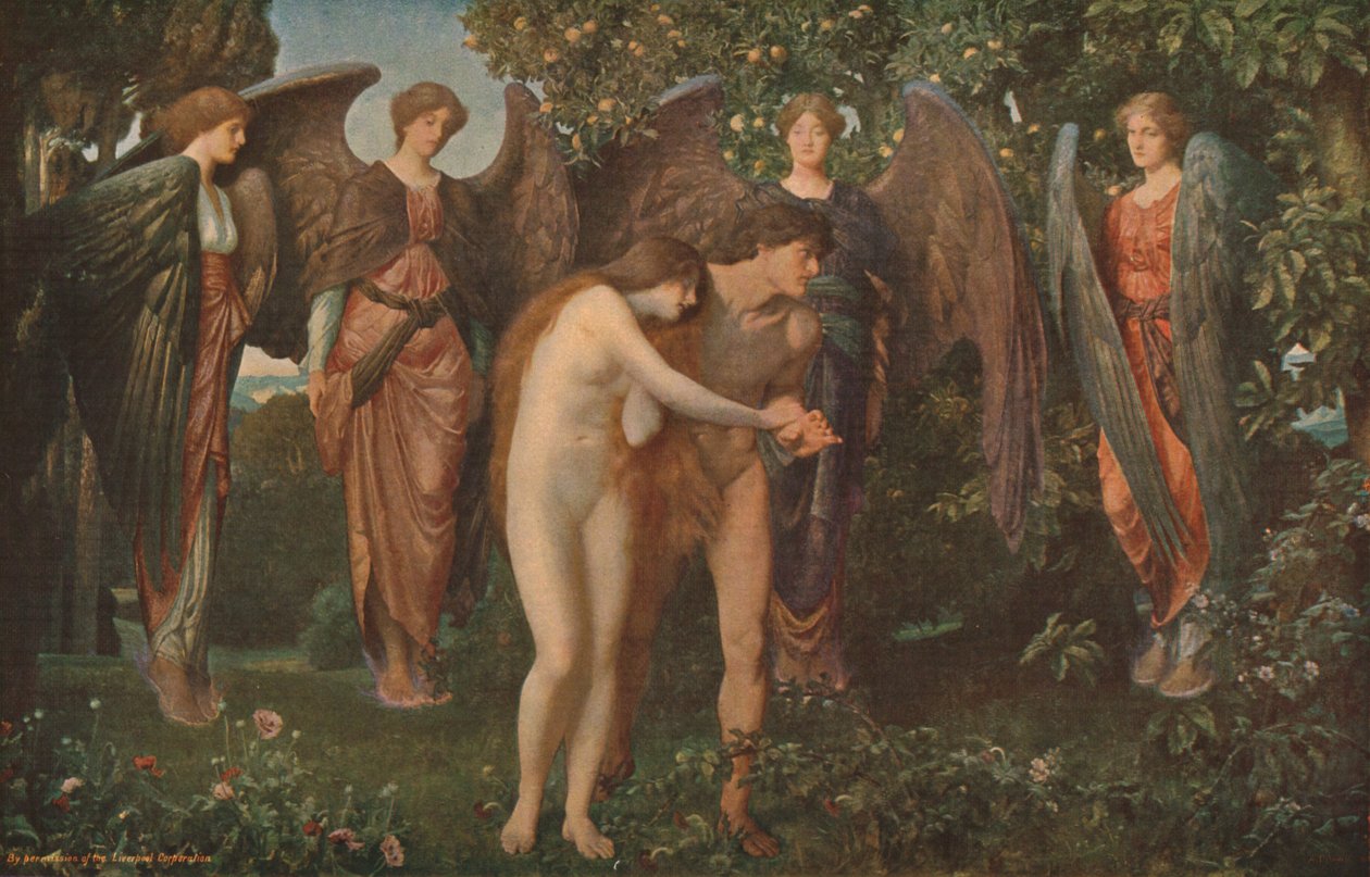 „Wypędzenie Adama i Ewy z Edenu”, 1897, c1930. autorstwa Arthur Trevethin Nowell