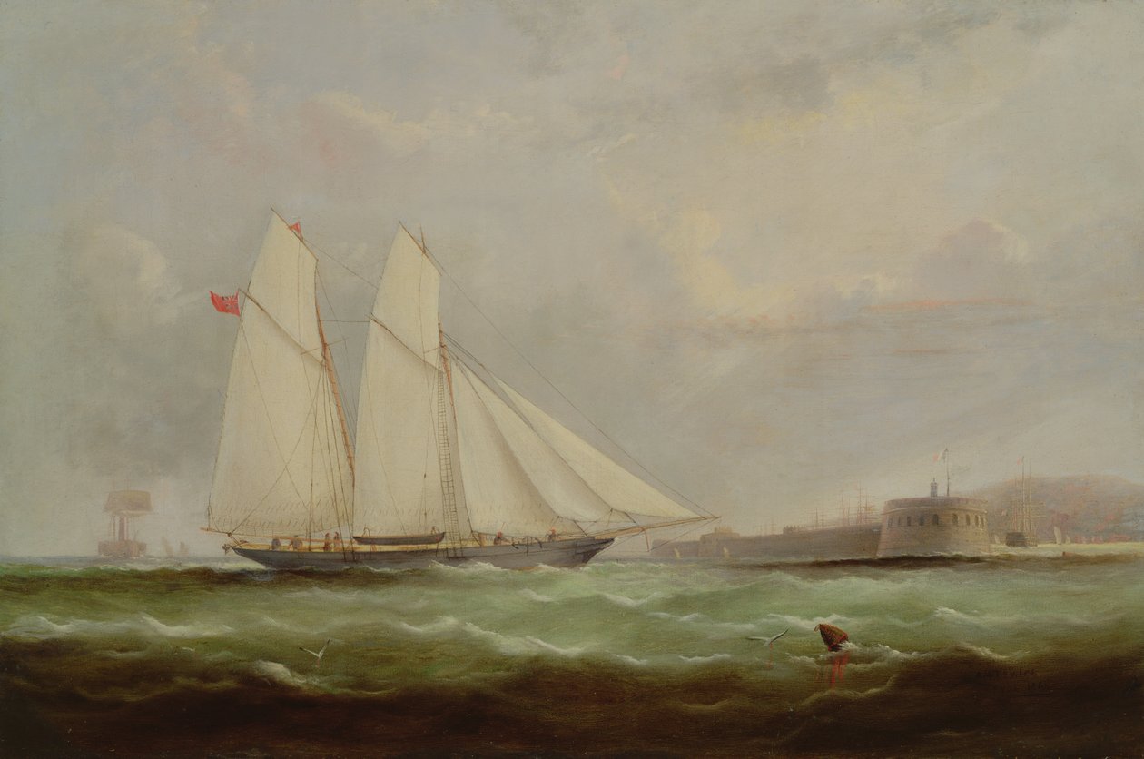 Szkuner Jacht Esmeralda Zbliża się do Cherbourga, 1861 autorstwa Arthur Wellington Fowles