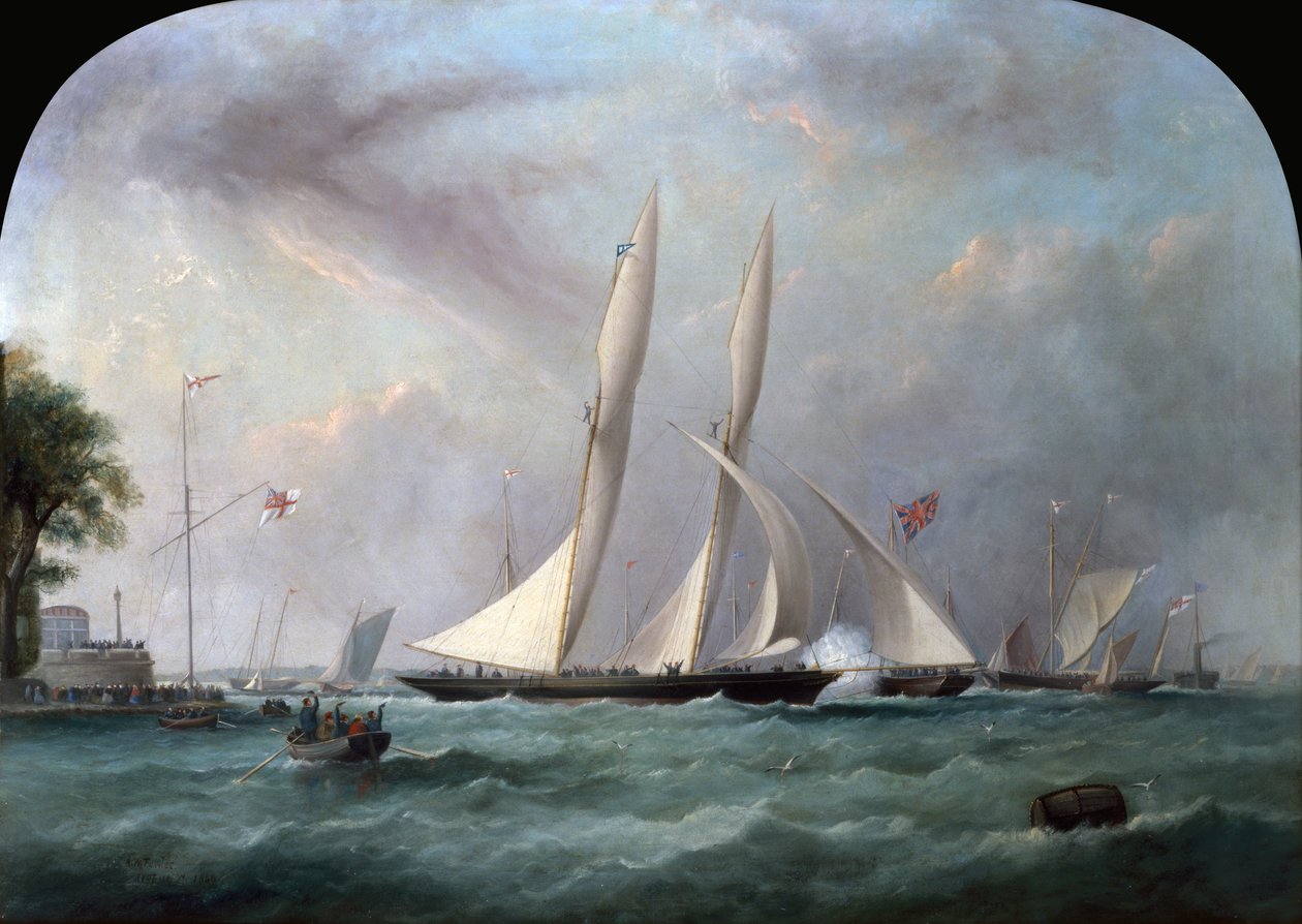 Wygrana „Cambria” w Cowes autorstwa Arthur Wellington Fowles
