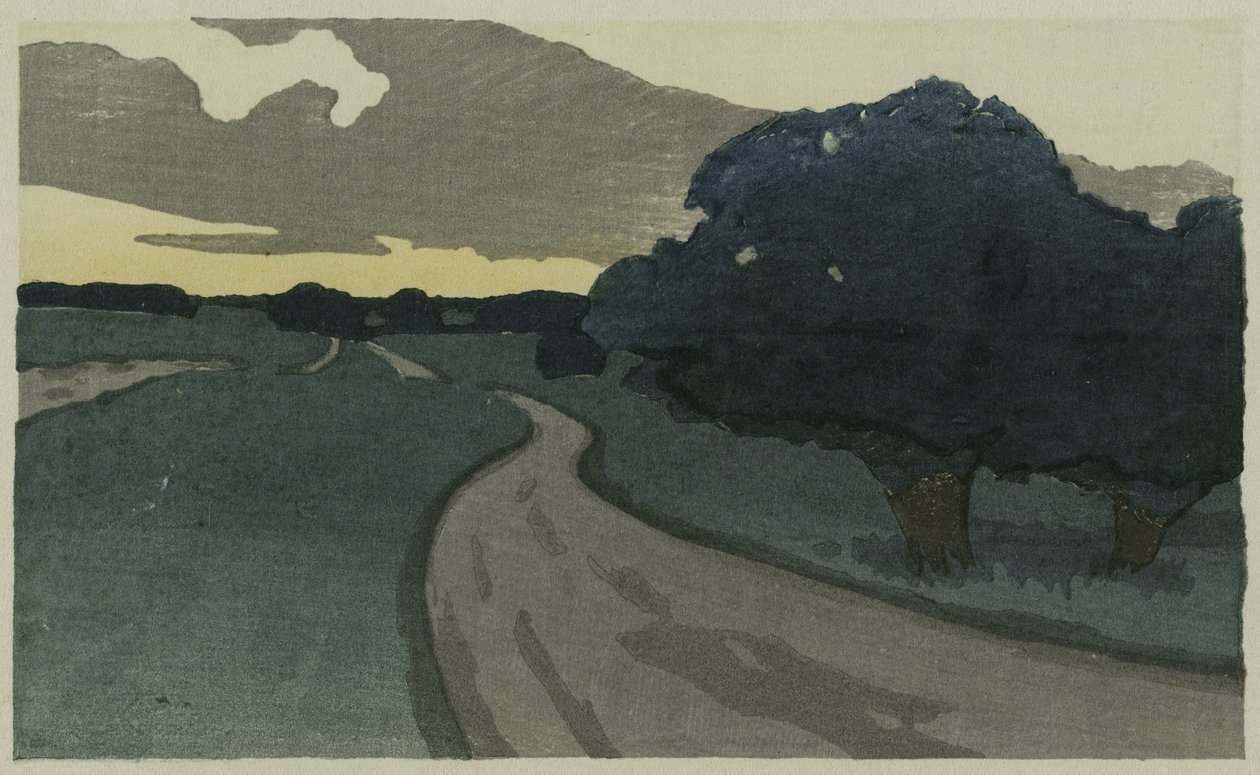 Długa droga, Argilla Road, Ipswich, 1898 (kolorowy drzeworyt) autorstwa Arthur Wesley Dow