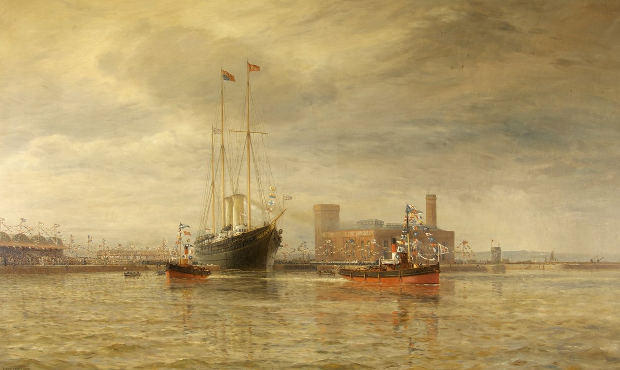 Otwarcie Royal Edward Dock, Avonmouth, 9 lipca autorstwa Arthur Wilde Parsons