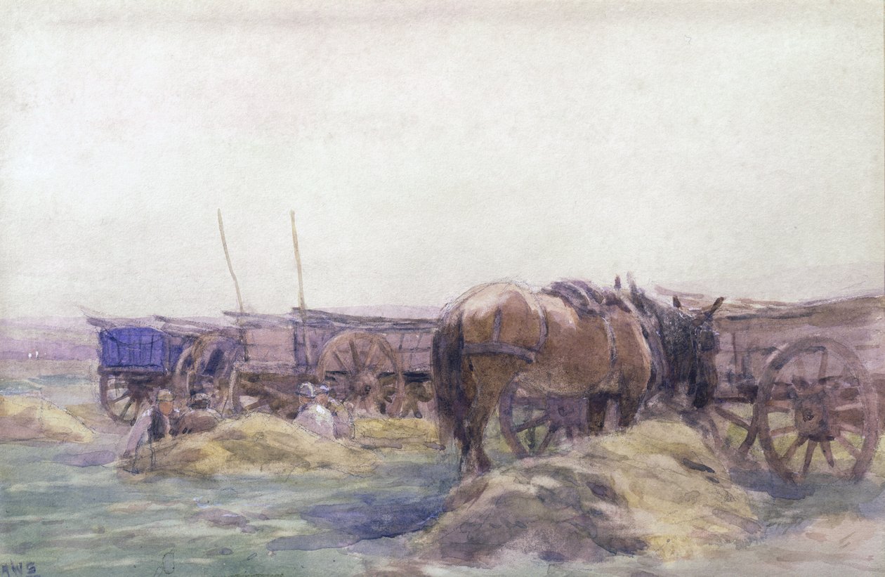 Wózki z sianem z koniem (akwarela na papierze) autorstwa Arthur Winter Shaw