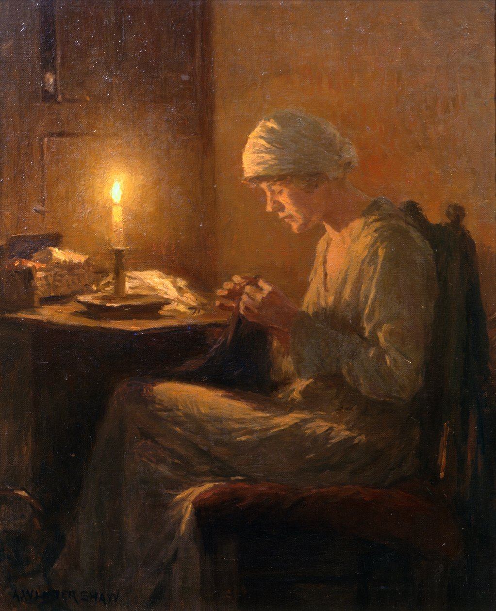 Robótki przy świecach (olej na płótnie) autorstwa Arthur Winter Shaw