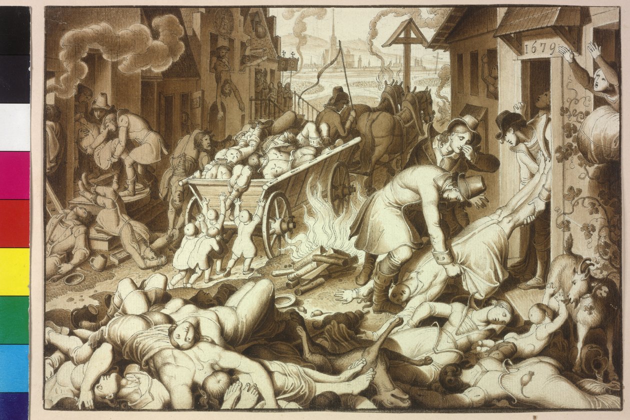 1679 śmierć w Wiedniu od stycznia do listopada 122.849 osób z powodu wielkiej zarazy autorstwa Artist Unknown
