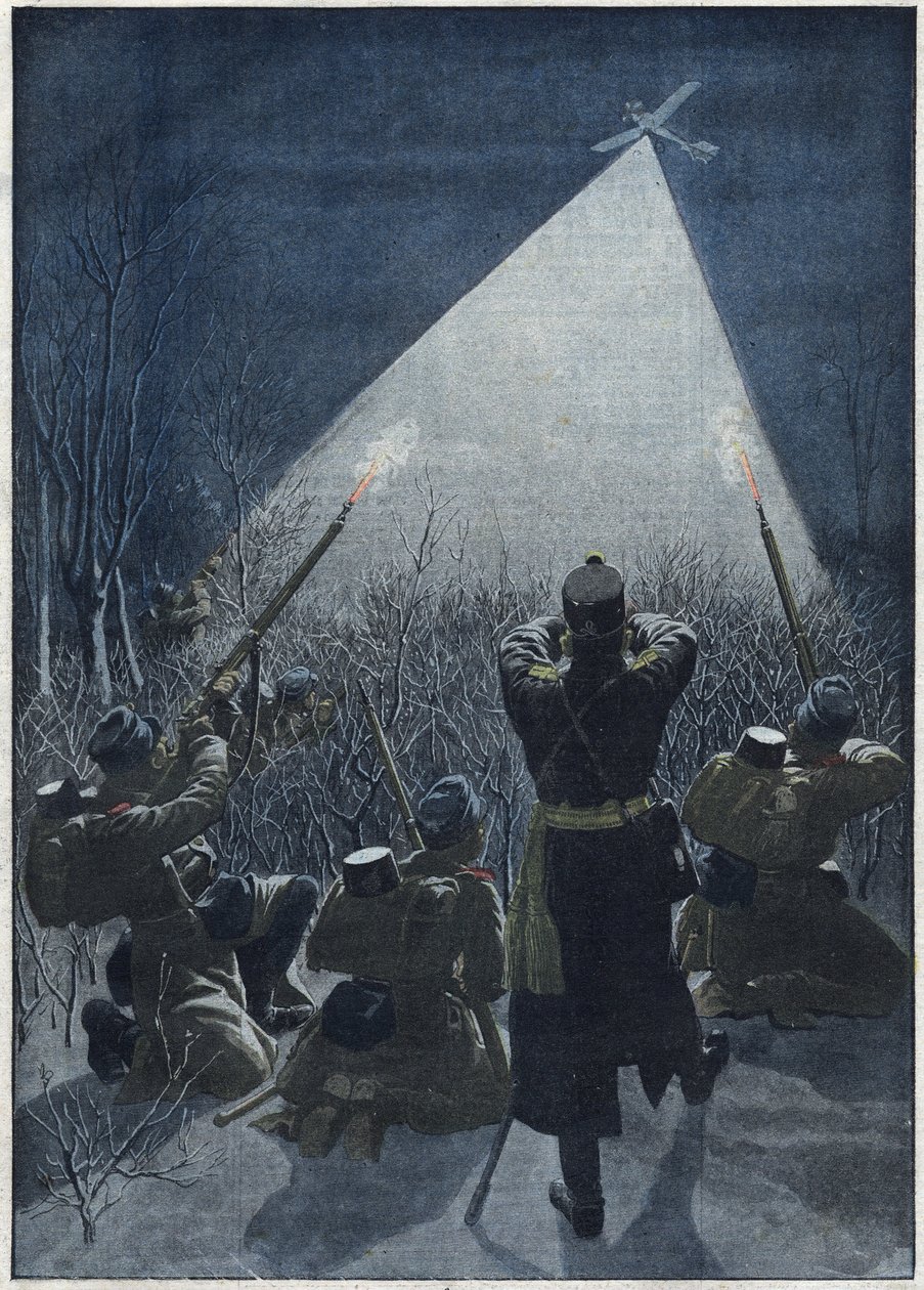 1913: Na granicach Galicji Austriacy ostrzeliwują rosyjskie loty zwiadowcze (przeciwlotnicze) autorstwa Artist Unknown