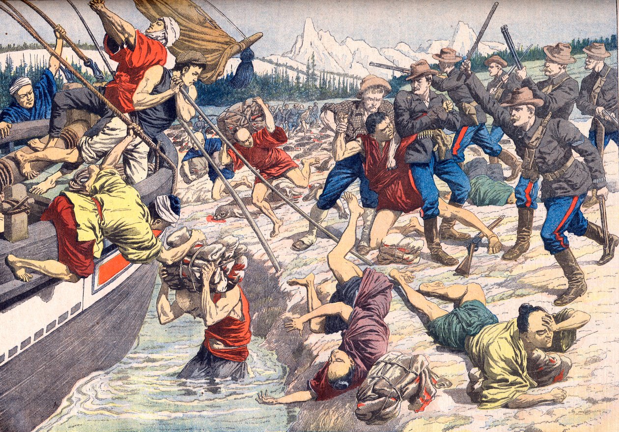 Wyspy Aleuckie: Krwawy konflikt między Japończykami i Amerykanami na Wyspach Aleuckich autorstwa Artist Unknown