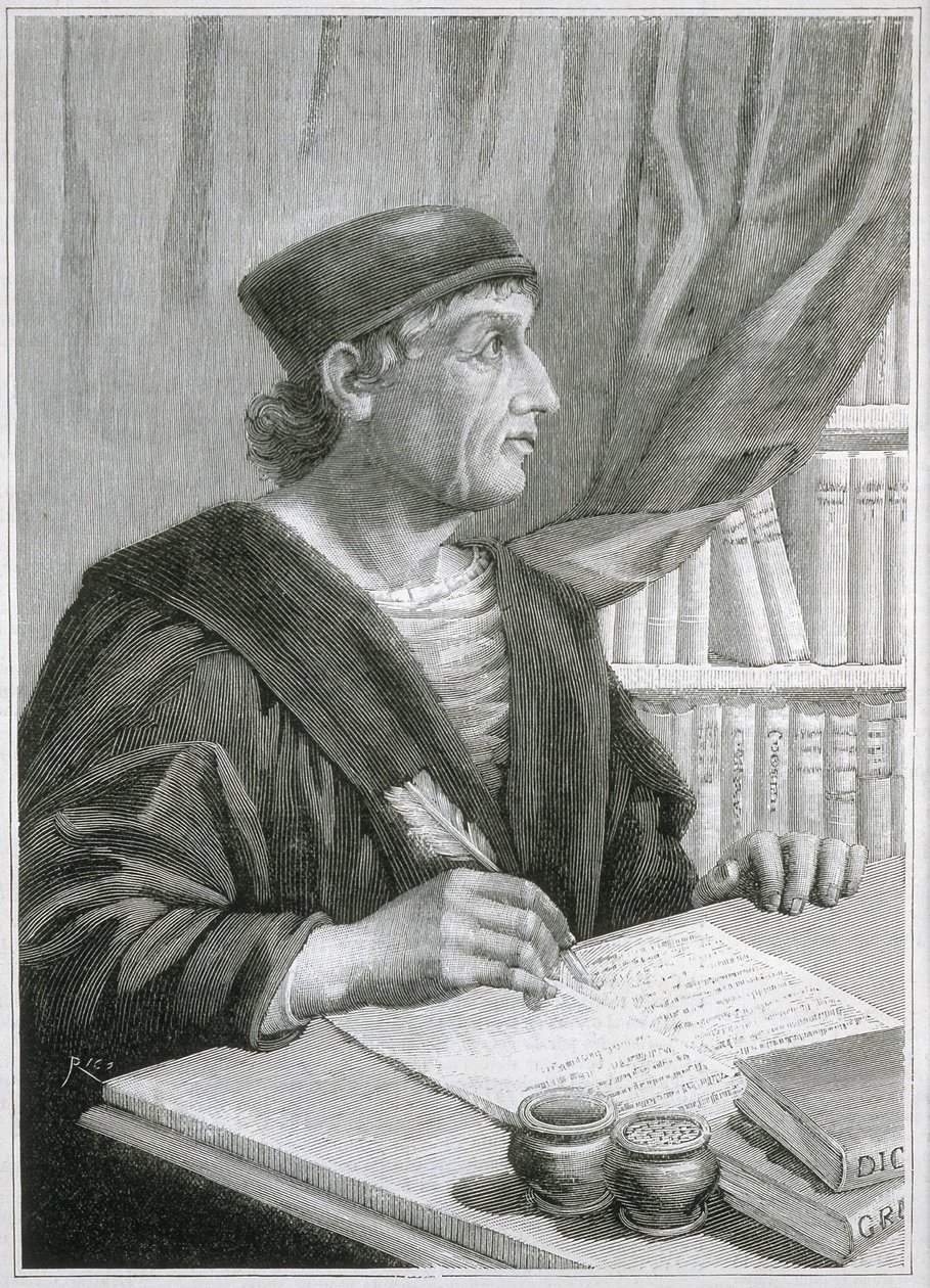 Antonio de NEBRIJA (Antonio Martinez de Cala y Xarava, Antonius Nebrissensis, Antonius Lebrixen) (1441-1522). Angielski humanista i gramatyk. Rycina autorstwa Artist Unknown