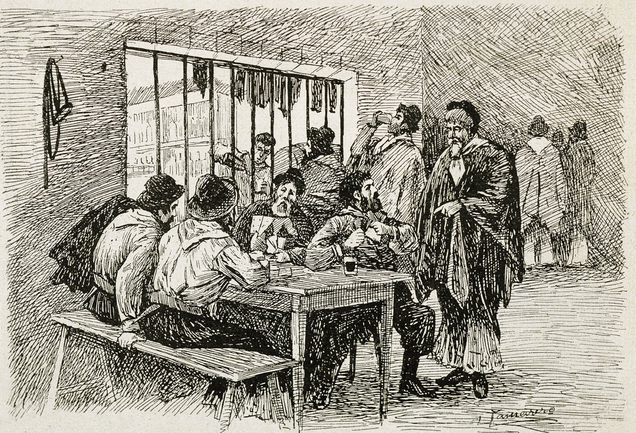 Argentyna (XX w.). "Pulperia", tawerna i sklep monopolowy. Ilustracja autorstwa T. Tamarera. Grawerunek autorstwa Artist Unknown