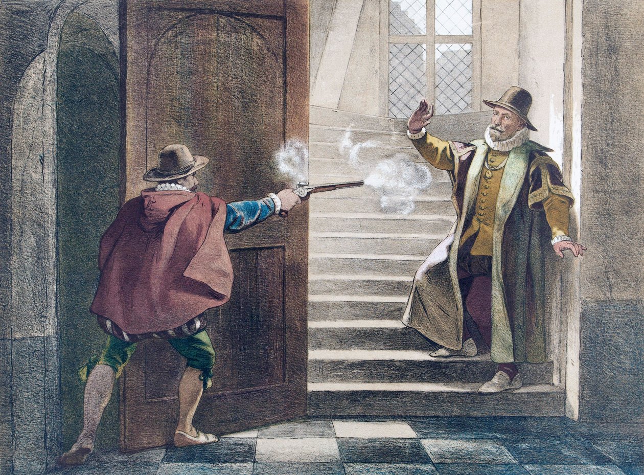 Zamach na Wilhelma Orańskiego autorstwa Artist Unknown