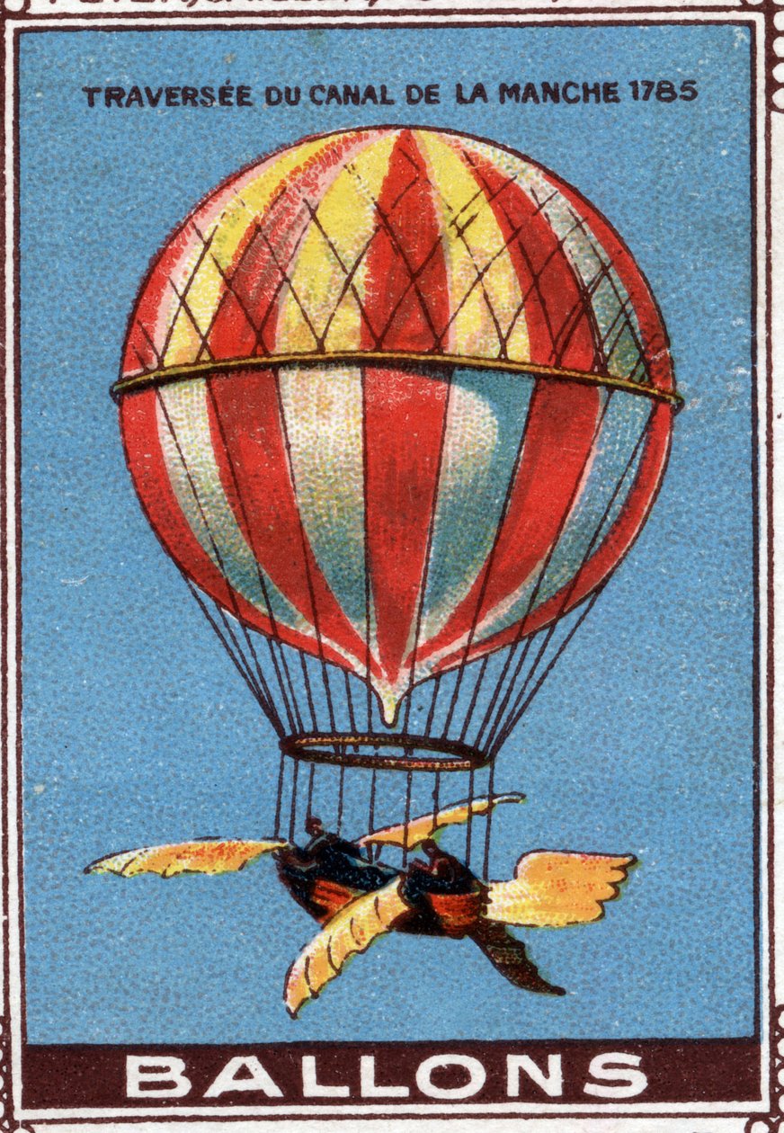 Balon podczas przeprawy przez kanał La Manche autorstwa Artist Unknown