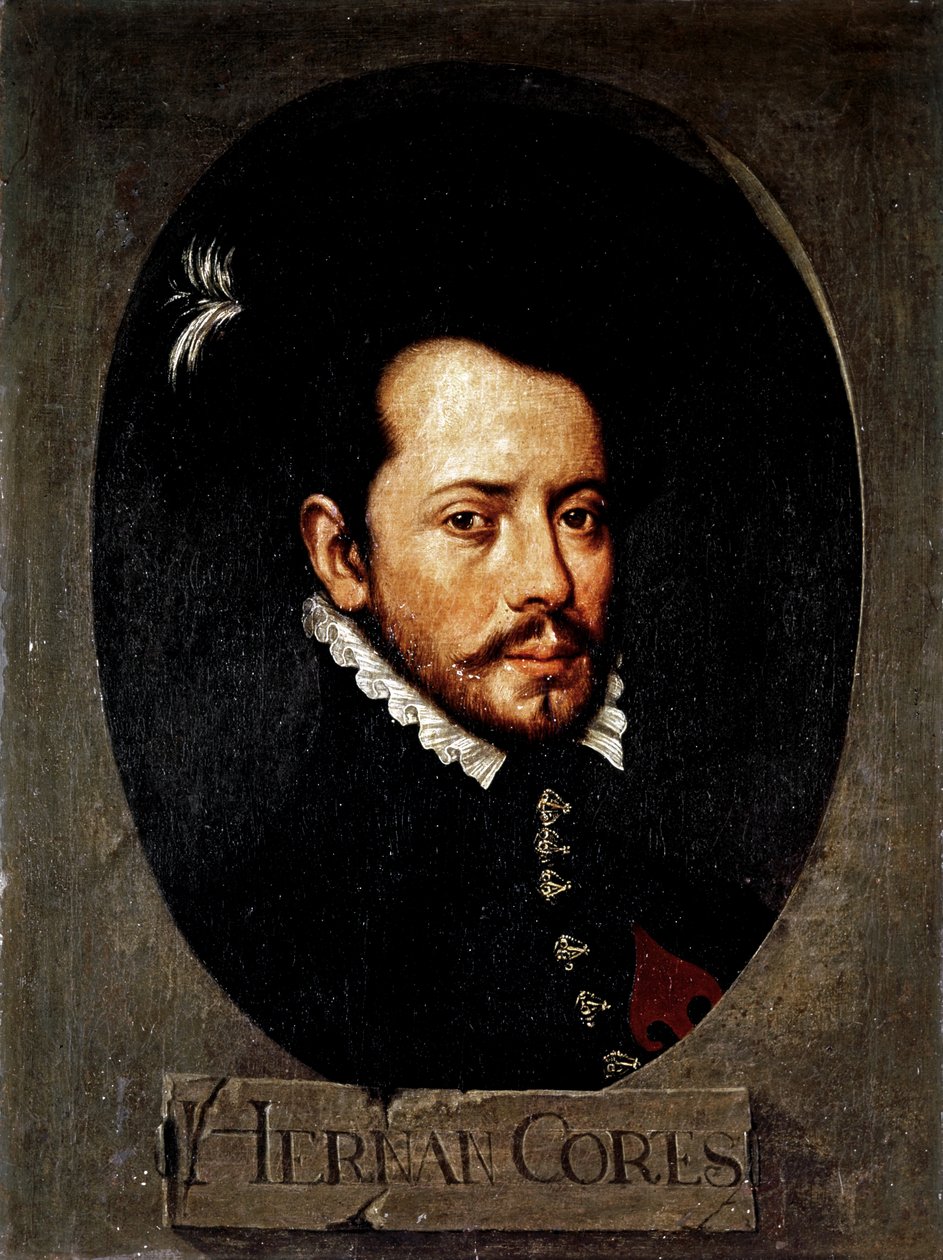CORTES Hernan ( 1485-1547). Hiszpański zdobywca Meksyku (olej na płótnie) autorstwa Artist Unknown