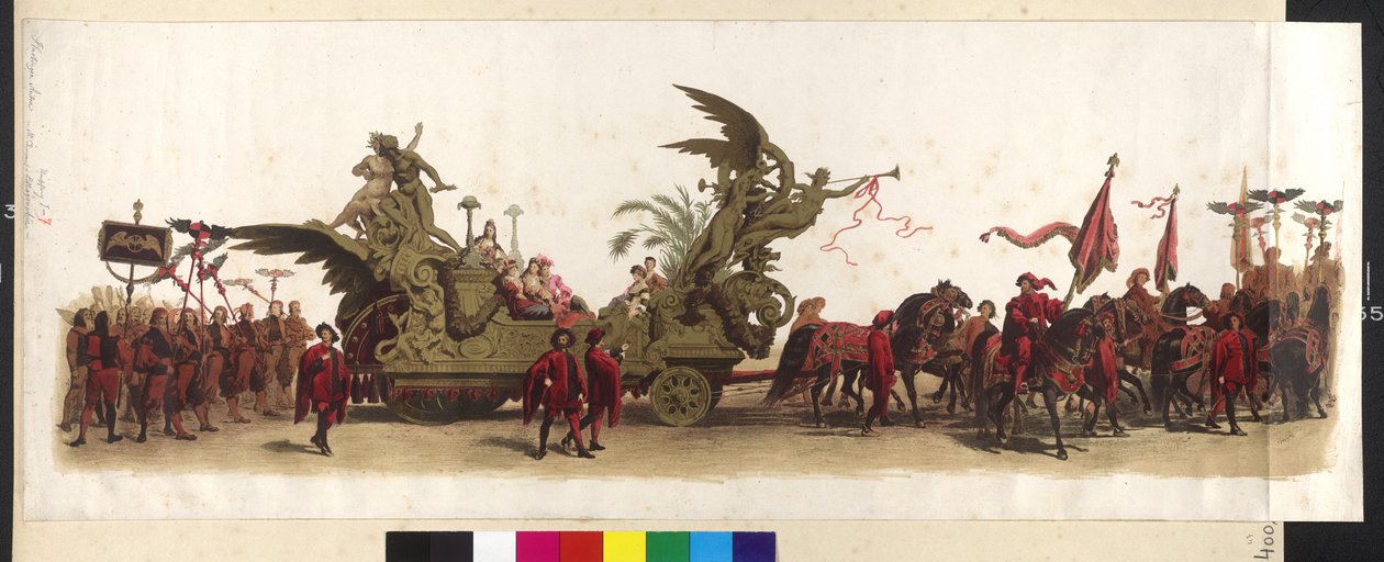 Powóz Makart-Festzug (parada z okazji srebrnego jubileuszu Franciszka Józefa i Elżbiety) 27 kwietnia 1879 r. w Wiedniu. Kwiecień 1879 w Wiedniu autorstwa Artist Unknown