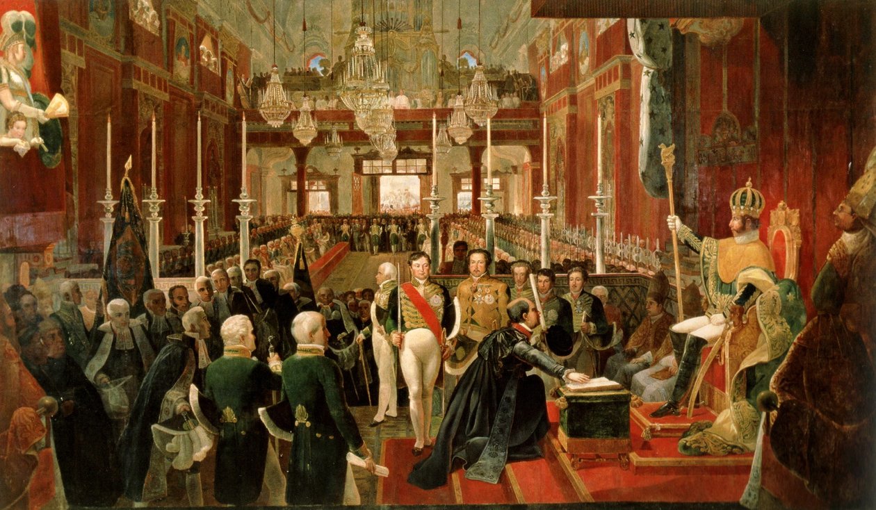 Koronacja cesarza Brazylii Pedra I (druk) autorstwa Artist Unknown