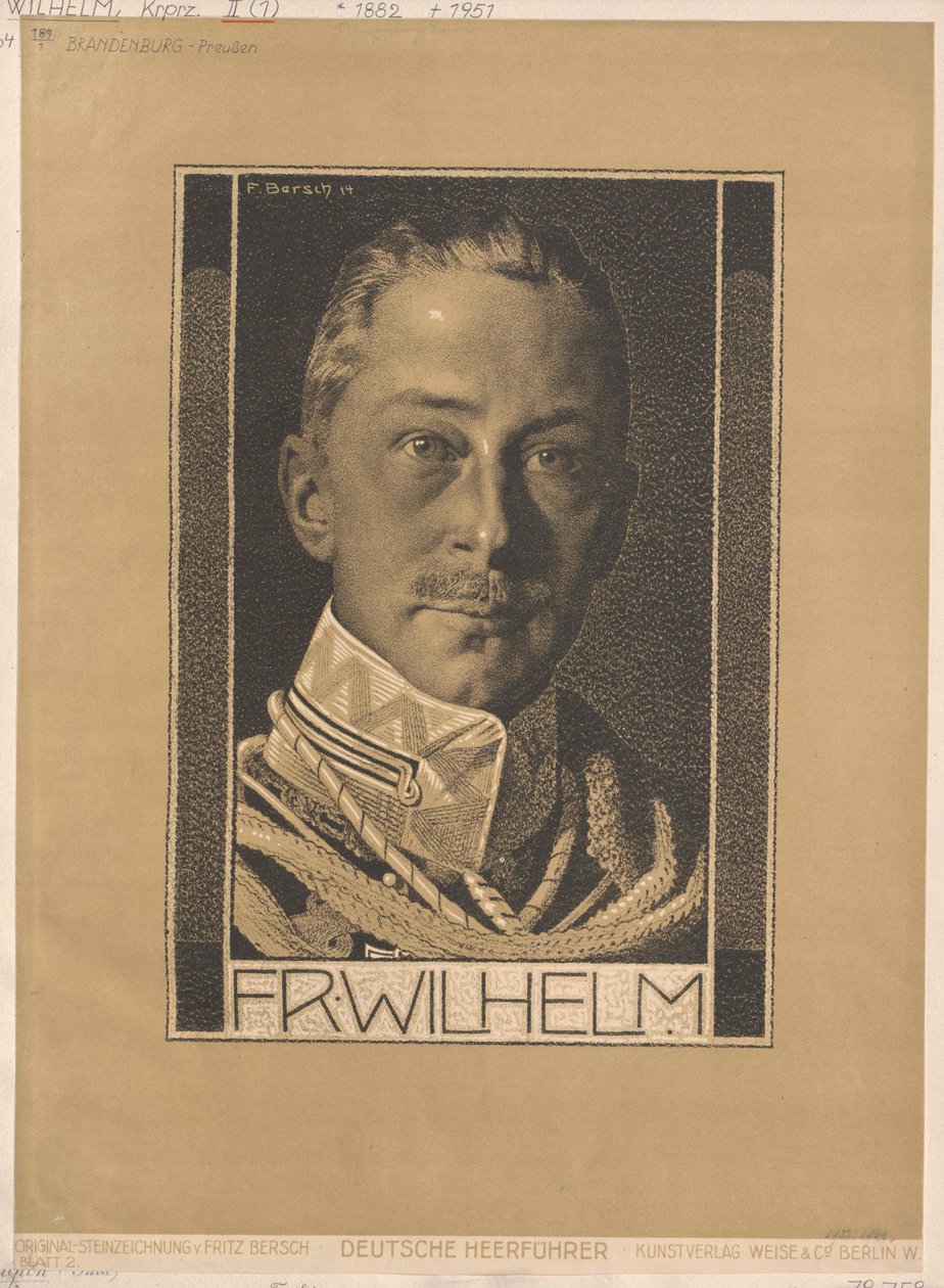 Książę Korony Cesarstwa Niemieckiego i Prus Wilhelm (druk) autorstwa Artist Unknown