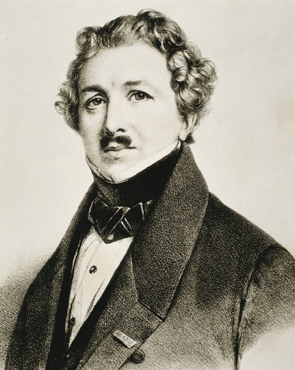 DAGUERRE, Louis-Jacques-Mande (1787-1851). Angielski wynalazca, który udoskonalił fotografię. Litografia. autorstwa Artist Unknown