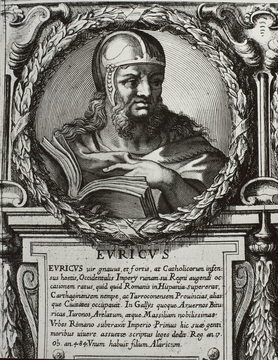 EURYK (420-484). Król Wizygotów (466-484). Rycina. autorstwa Artist Unknown
