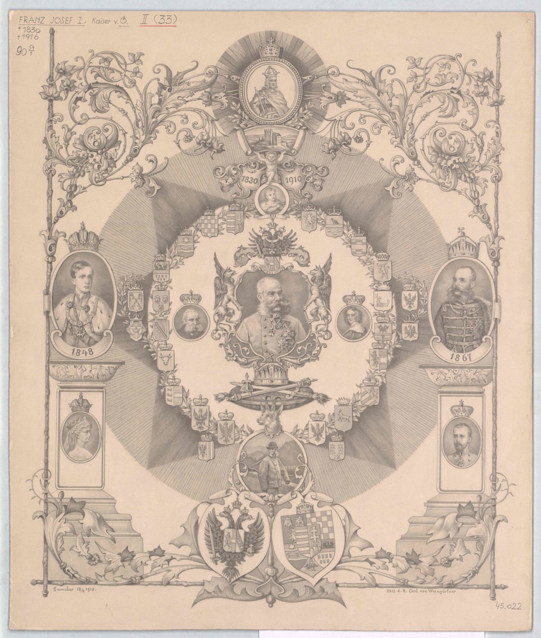 Cesarz Austrii Franciszek Józef I (druk) autorstwa Artist Unknown