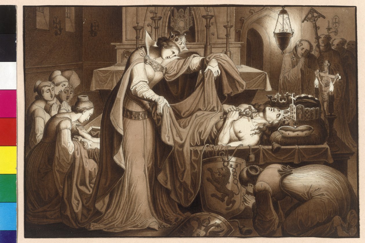 Cesarzowa Anna owinęła w klasztorze Szkotów ciało króla Ottokara w całun. autorstwa Artist Unknown