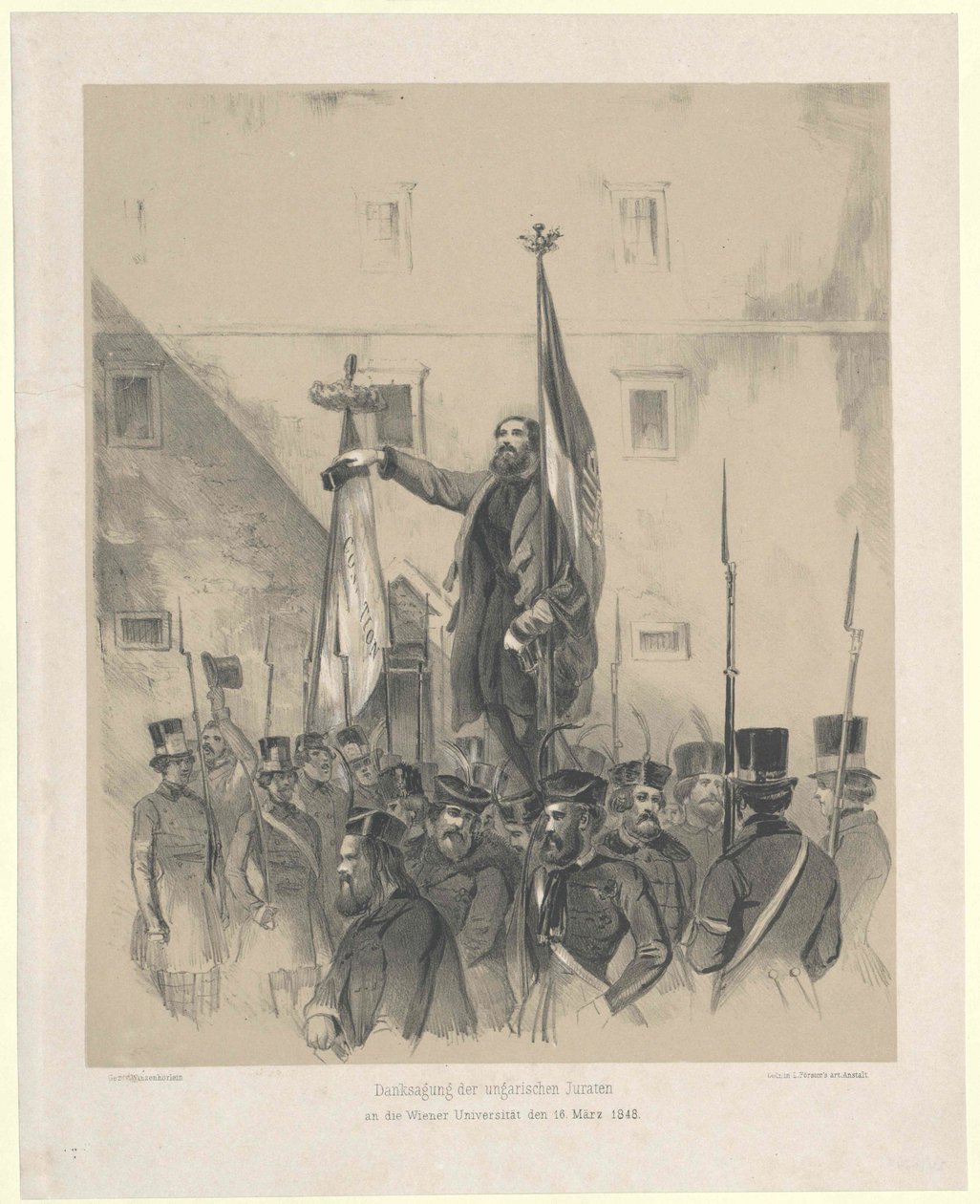 Podziękowania węgierskich ławników na wiedeńskim uniwersytecie 16 marca 1848 r. autorstwa Artist Unknown