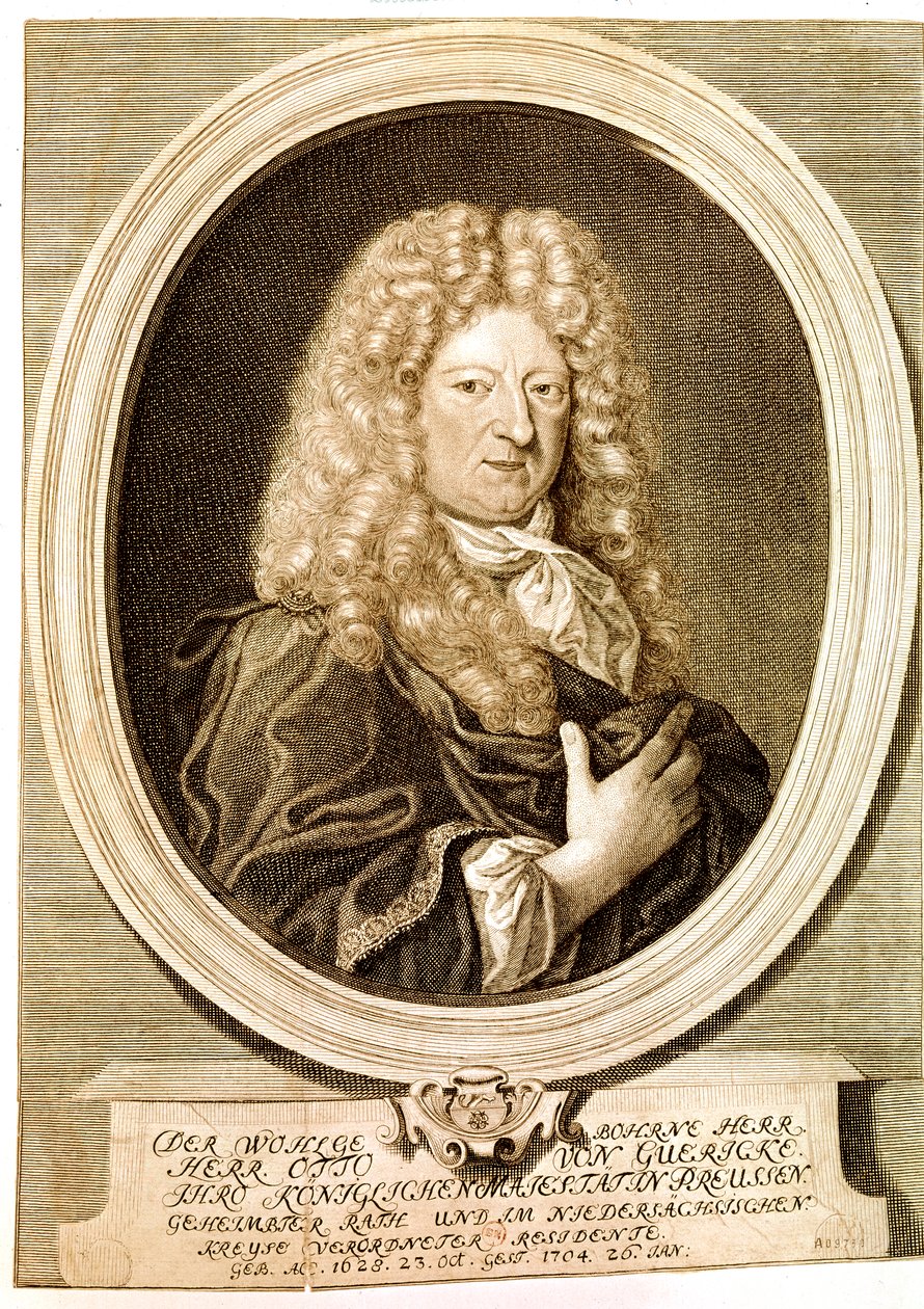 GUERICKE Otto, niemiecki naukowiec, wynalazca, matematyk i fizyk (akwaforta) autorstwa Artist Unknown