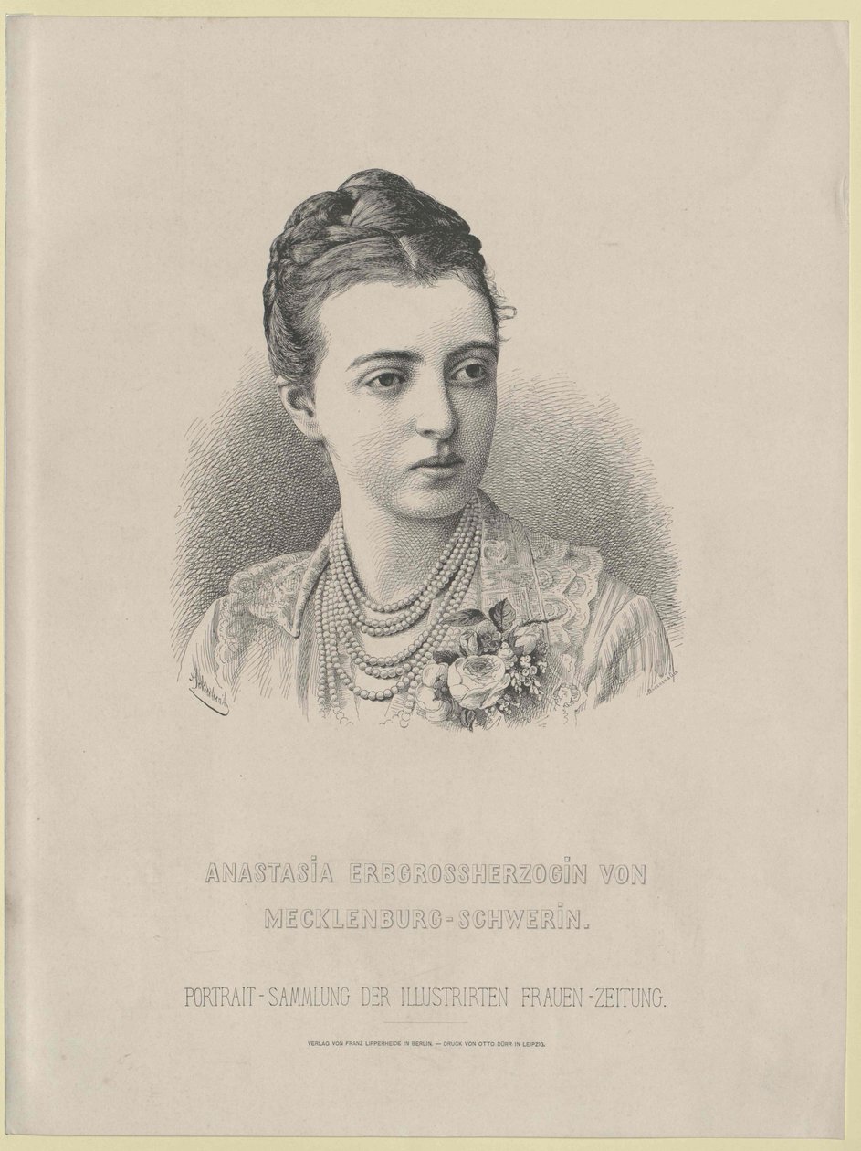 Wielka księżna Rosji Anastazja Michajłowna autorstwa Artist Unknown