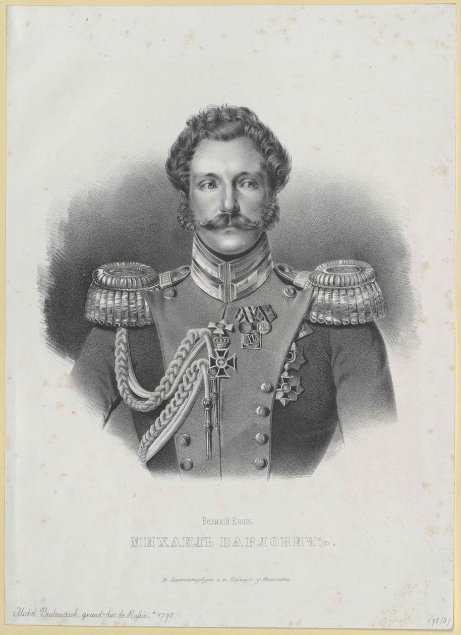 Wielki Książę Rosji Michał (druk) autorstwa Artist Unknown