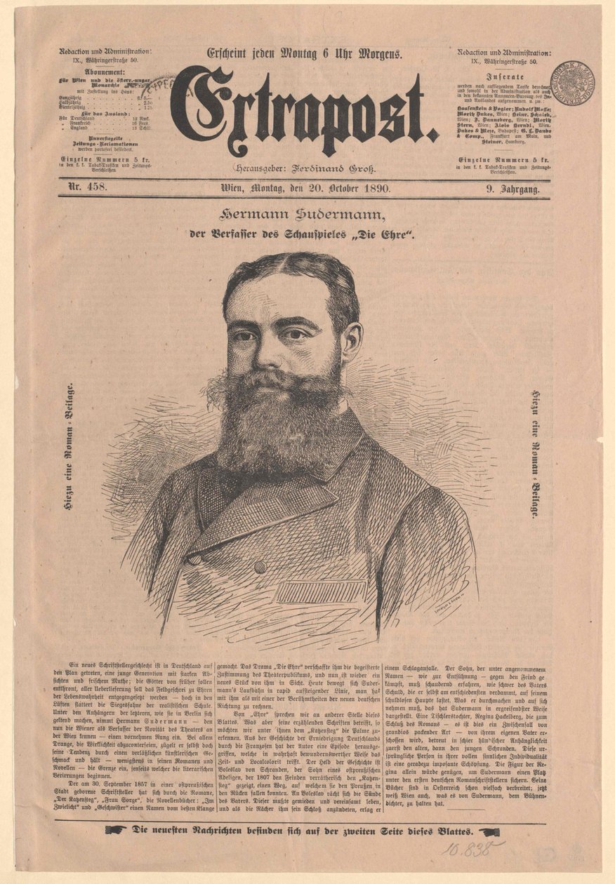 Hermann Sudermann (druk) autorstwa Artist Unknown