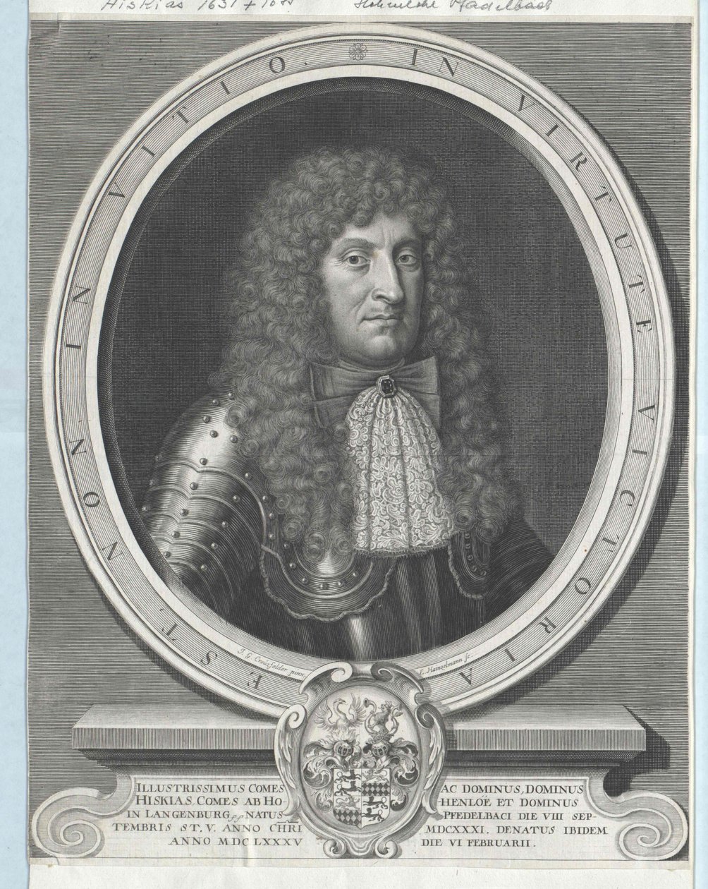 Ezechiasz hrabia Hohenlohe-Waldenburg-Pfedelbach autorstwa Artist Unknown