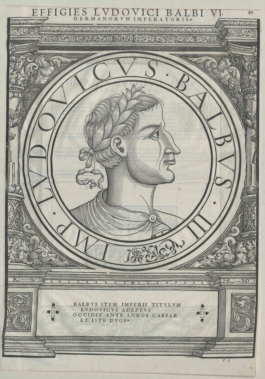 Król Francji Ludwik II Jąkała (druk) autorstwa Artist Unknown