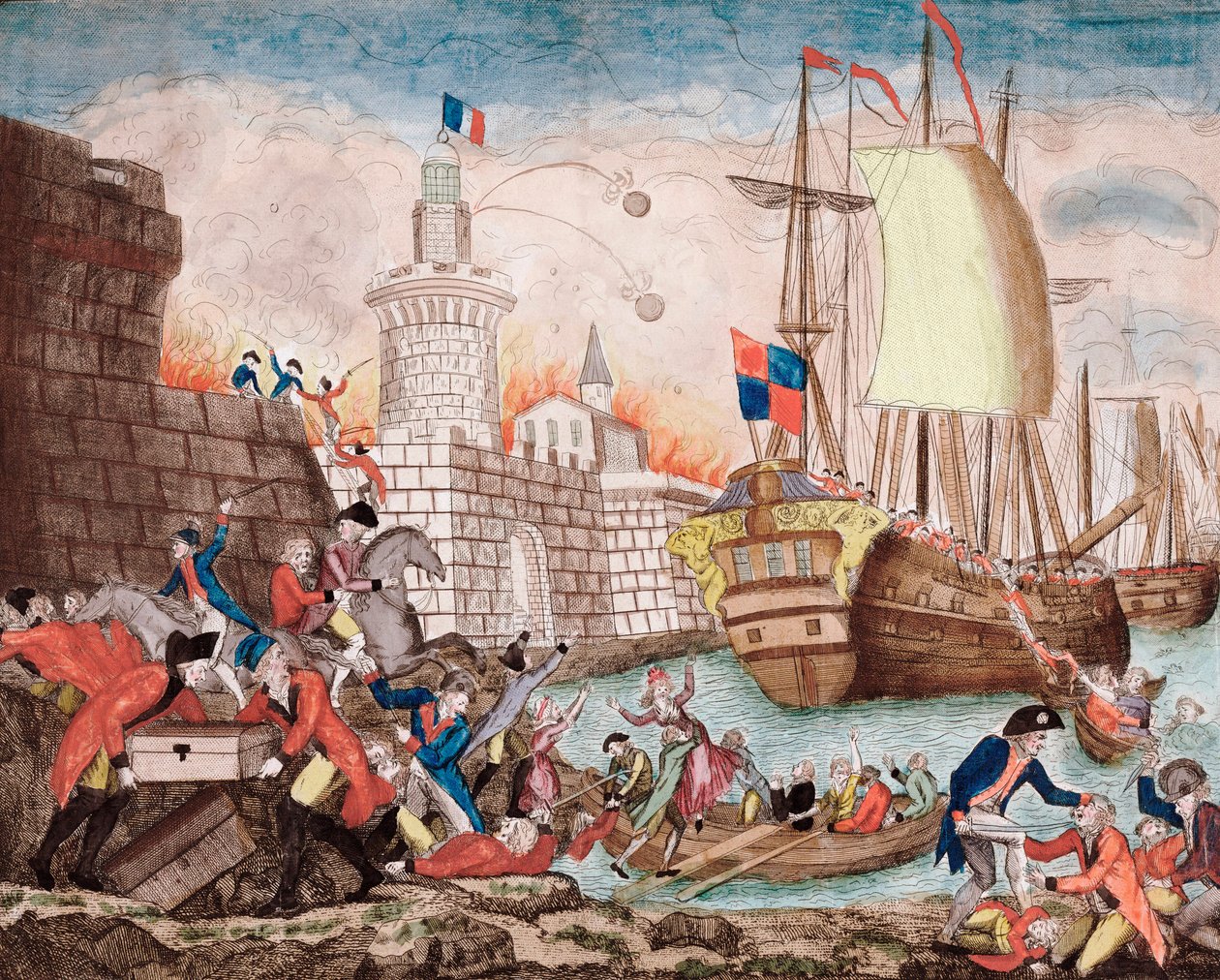 La Terreur: oblężenie Tulonu od września do grudnia 1793 r. (rycina) autorstwa Artist Unknown