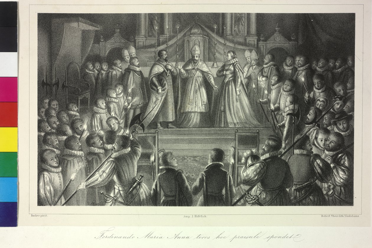 Ślub Ferdynanda III z infantką Marią Anną z Hiszpanii przez kardynała Franciszka Dietrichsteina 20 lutego 1631 r. autorstwa Artist Unknown