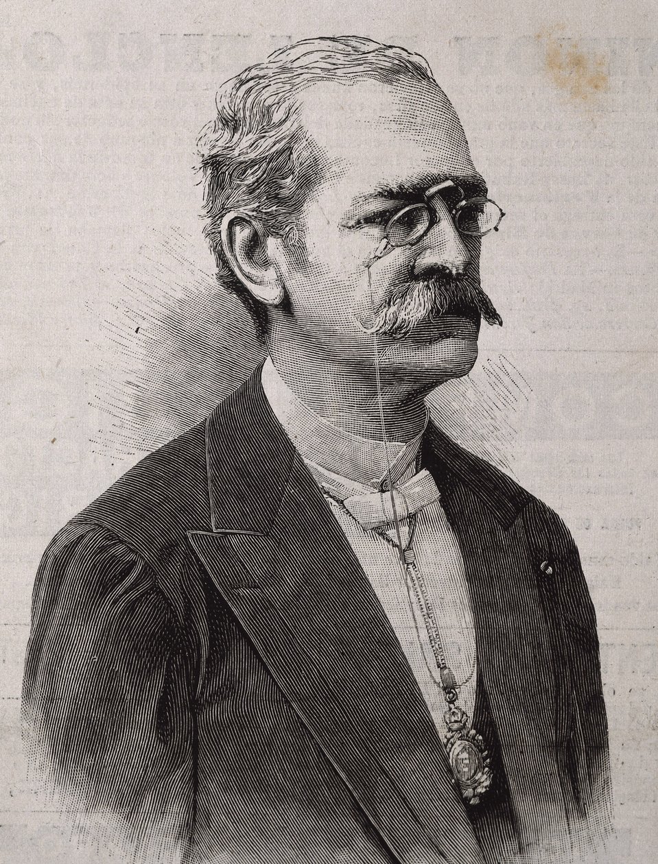 PALMA, Ricardo (1833-1919). Peruwiański pisarz, uczony, bibliotekarz i polityk. Rycina. autorstwa Artist Unknown