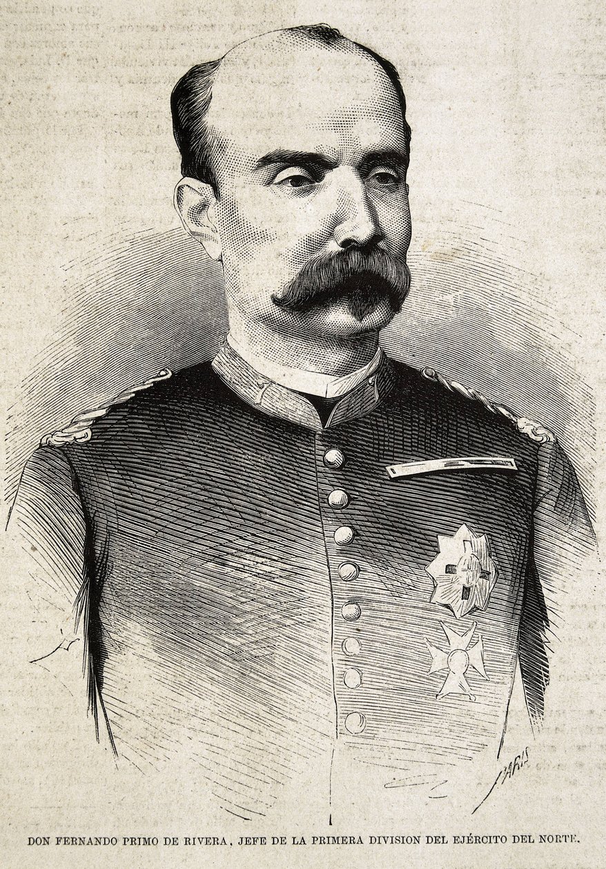 PRIMO DE RIVERA, Fernando (1831-1921). Hiszpański wojskowy i polityk. Fernando Primo de Rivera, który walczył w trzeciej wojnie karlistów. Rycina. autorstwa Artist Unknown