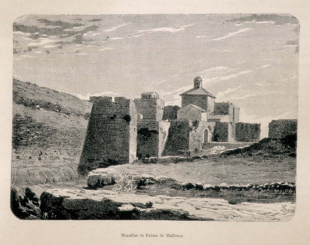 Palma de Majorka. Ściany (grawerunek) autorstwa Artist Unknown