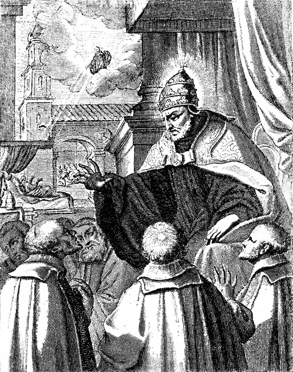 Delegaci papiescy na dworze Michała I w Konstantynopolu, Schizma 1054 r. (rycina) autorstwa Artist Unknown