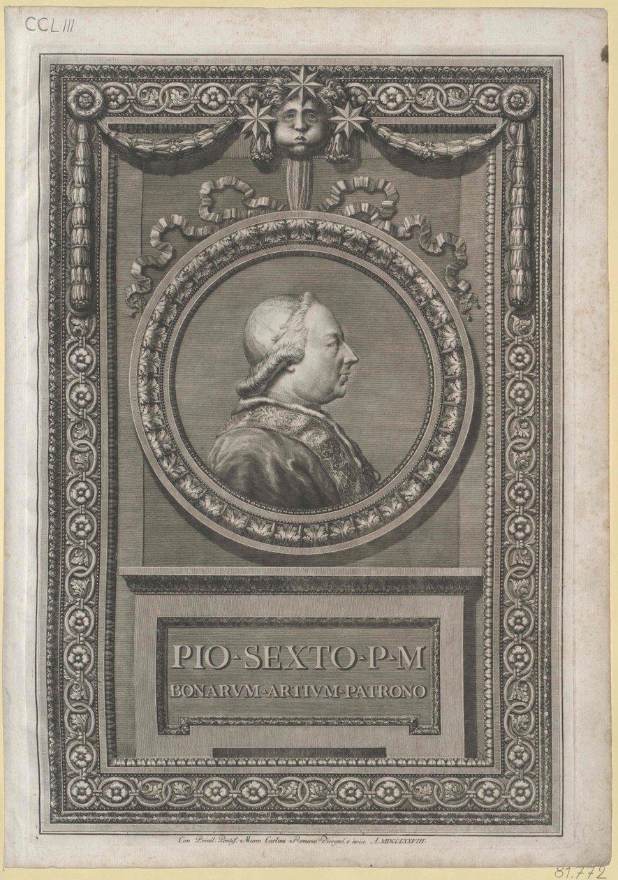 Papież Pius VI (druk) autorstwa Artist Unknown