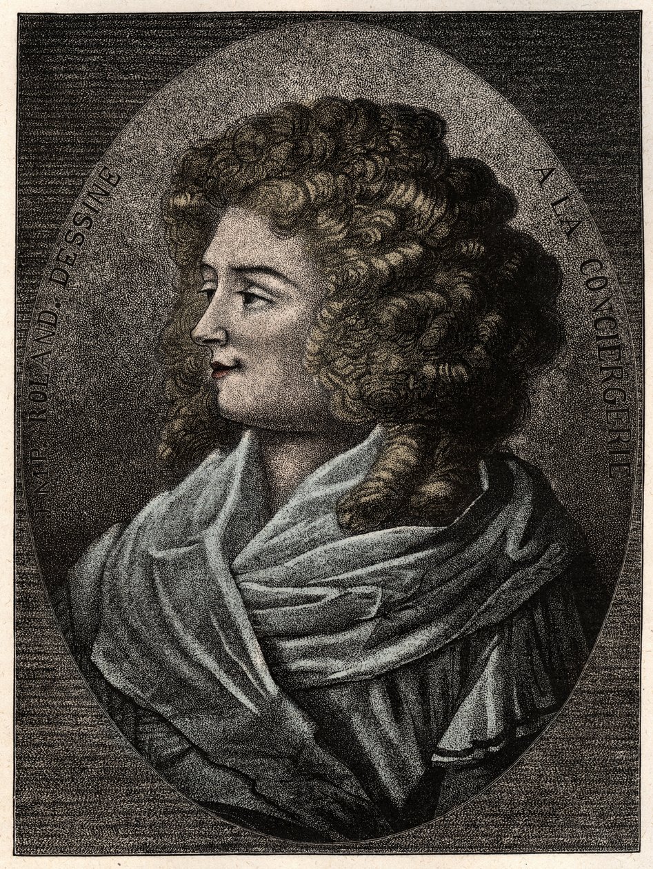 Portret Manon (Jeanne Marie) Roland Philipon dite Madame Roland (1754-1793) a la Concierge, członkini frakcji girondystów podczas rewolucji francuskiej. autorstwa Artist Unknown