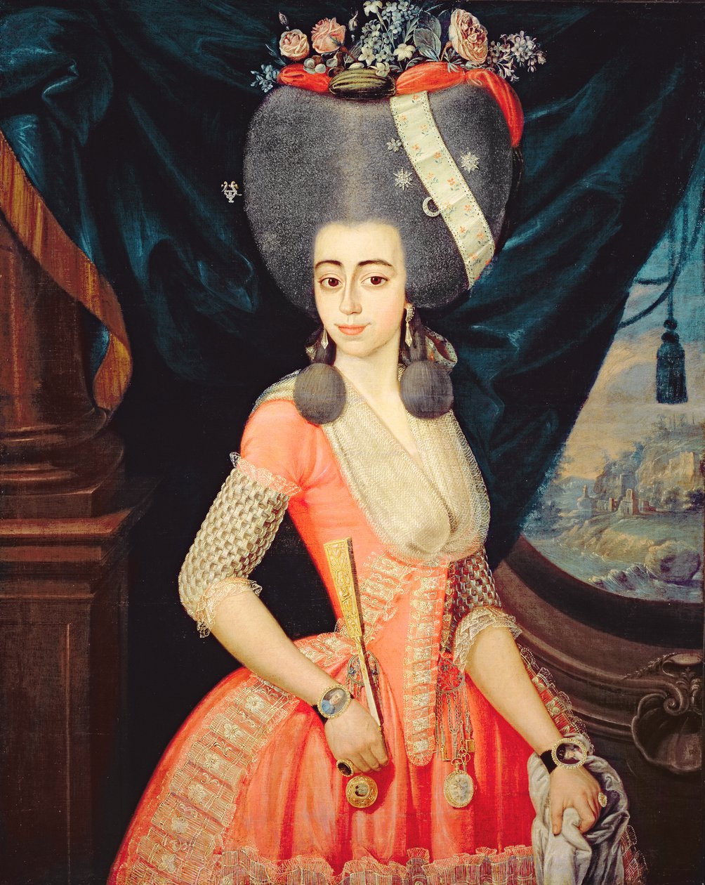 Portret eleganckiej damy, ok. 1790 (olej na płótnie) autorstwa Artist Unknown