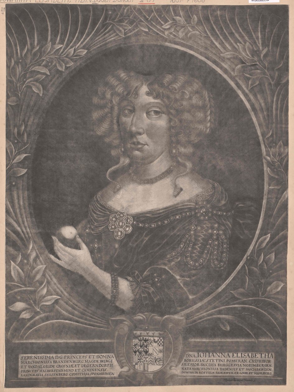 Księżniczka Baden-Durlach Johanna Elisabeth autorstwa Artist Unknown