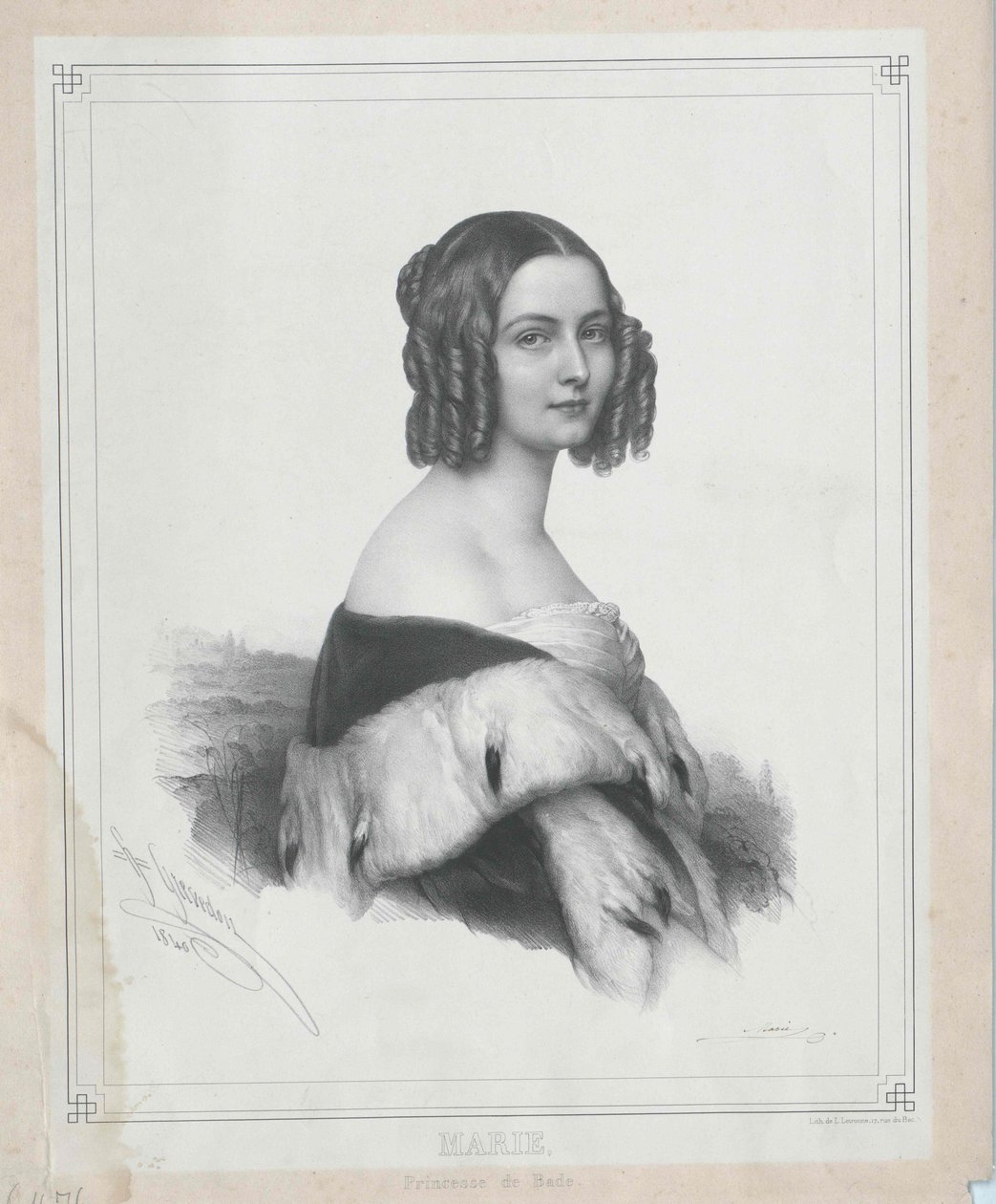 Księżniczka Badenii Maria (druk) autorstwa Artist Unknown