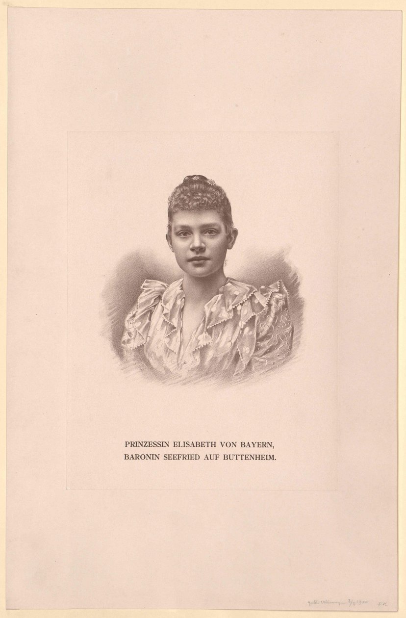 Księżniczka Bawarii Elżbieta (druk) autorstwa Artist Unknown